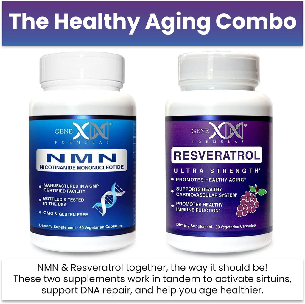 Genex Formulas NMN and Resveratrol Dynamic Duo Supplements | 250mg NAD+ Precursor and Ultra Strength 1500mg Resveratrol w/BioPerine, for Healthy Aging Support Genex Formulas Au supplements