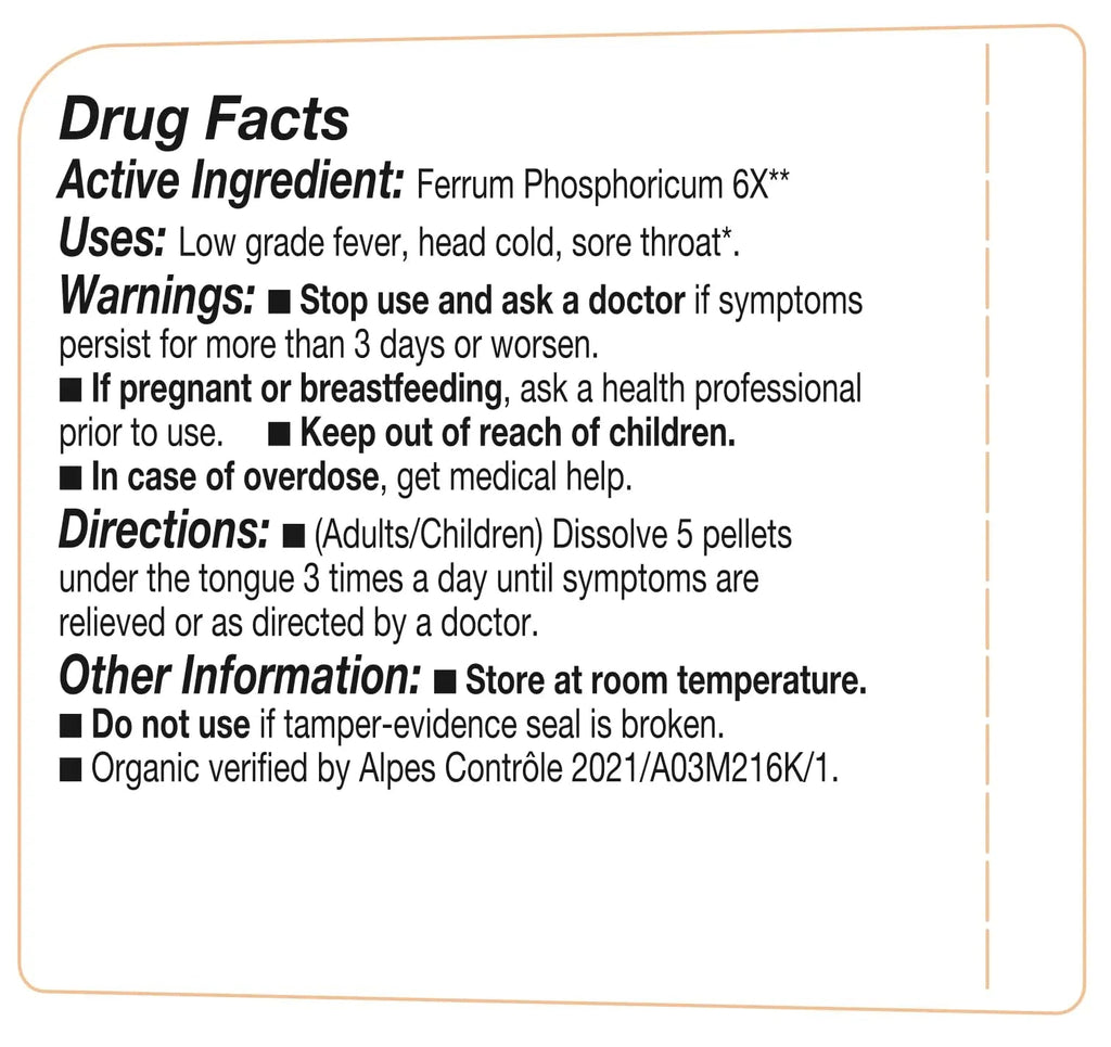 Ferrum Phosphoricum- OLLOIS - Organic & Vegan, Kosher Certified, Cell Salt #4 (Approx. 80 pellets) OLLOÏS Au supplements