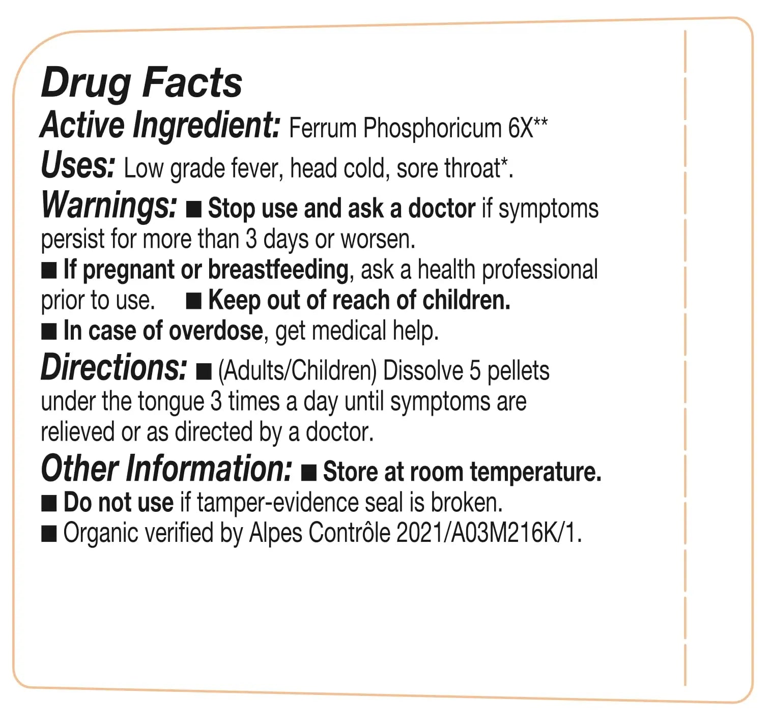 Ferrum Phosphoricum- OLLOIS - Organic & Vegan, Kosher Certified, Cell Salt #4 (Approx. 80 pellets) OLLOÏS Au supplements