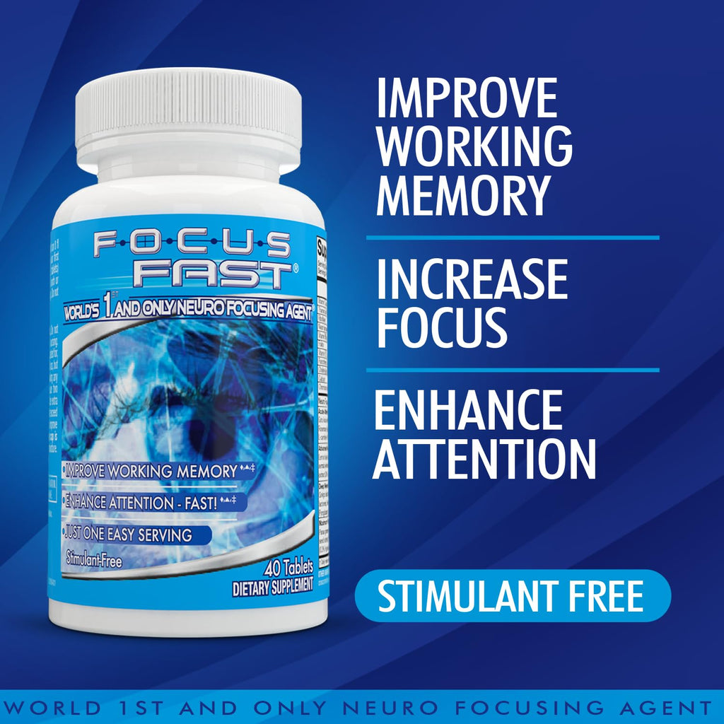 Focus Fast Brain Supplement - Improve Working Memory, Enhance Focus, Boost Cognition in as Little as 1 Hour. Caffeine/Stimulant Free Nootropic Focus Fast Au supplements