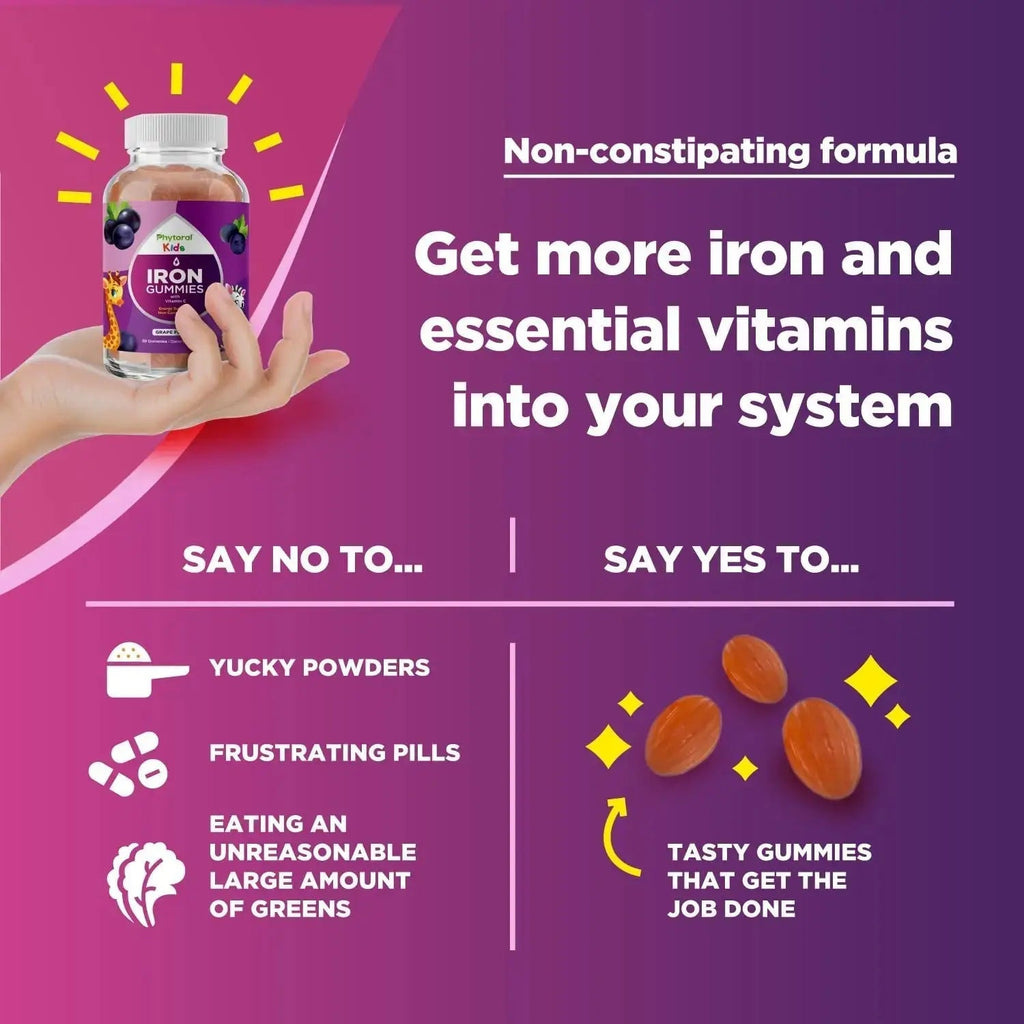 Natural Multivitamin Iron Gummies for Adults - Adult Gummy Vitamins with Iron and Energy Boost B Complex Vitamins Phytoral Au supplements