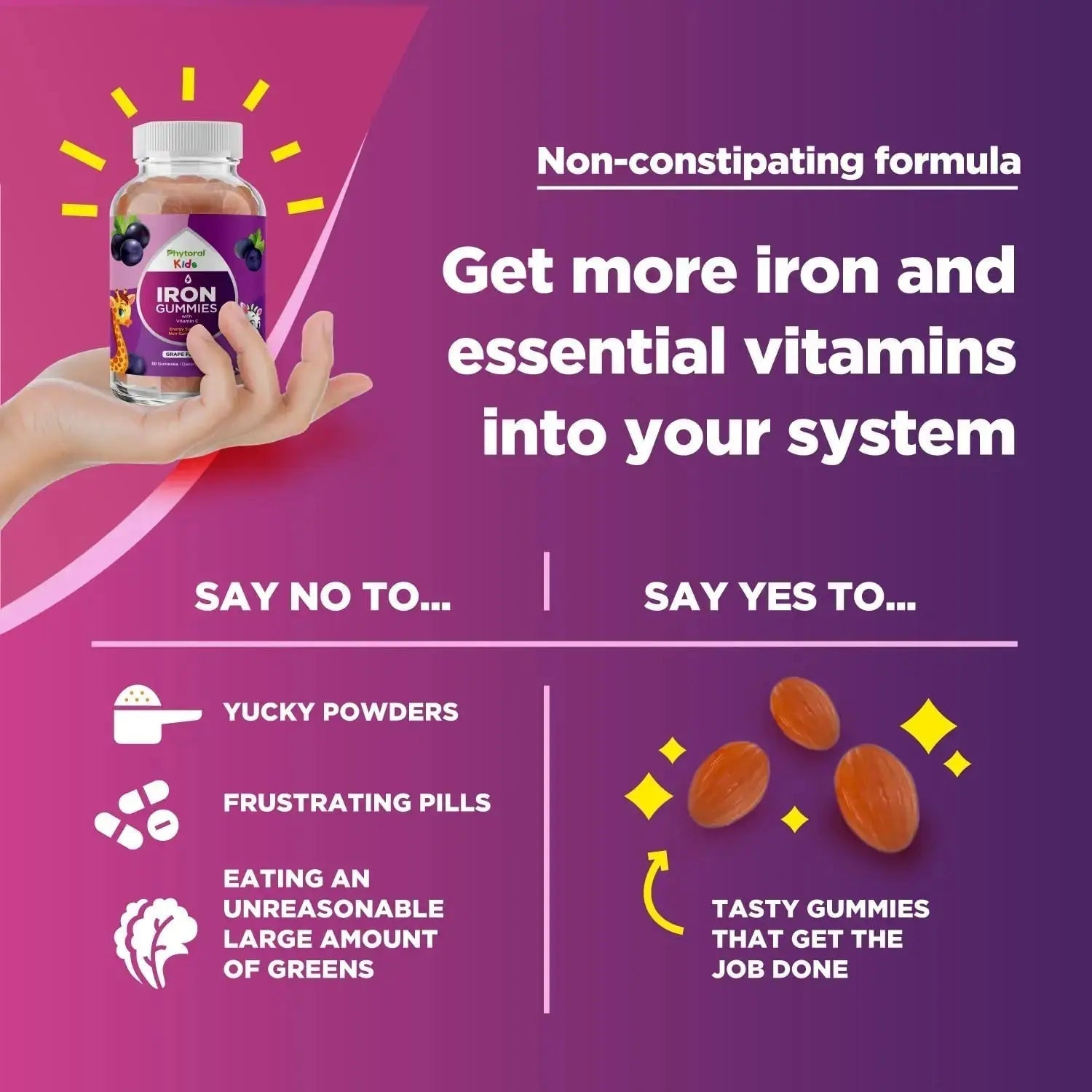 Natural Multivitamin Iron Gummies for Adults - Adult Gummy Vitamins with Iron and Energy Boost B Complex Vitamins Phytoral Au supplements