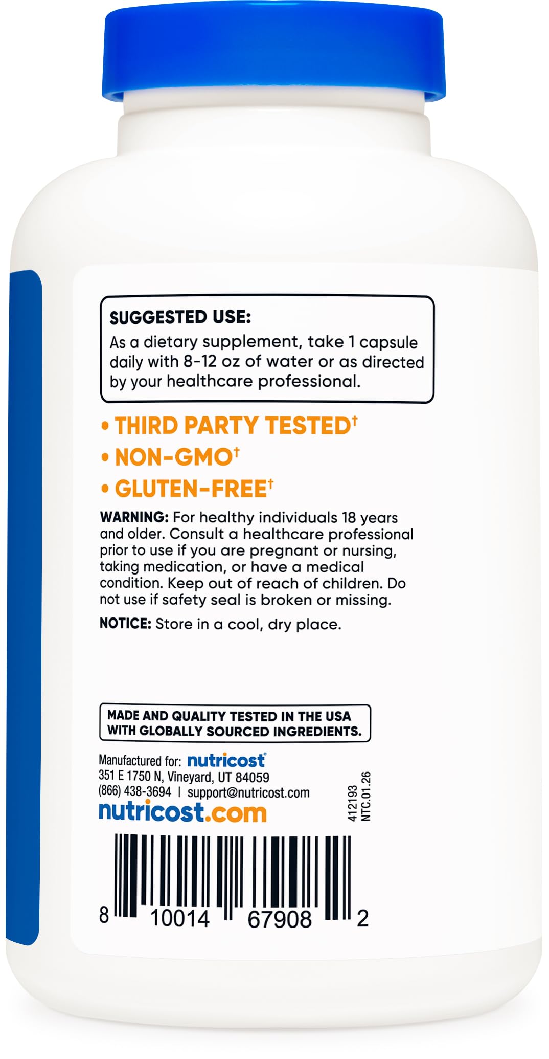 Nutricost Acetyl L-Carnitine (ALCAR) 500mg, 180 Capsules, 180 Servings - Non-GMO and Gluten Free, 1 Capsule per Serving
