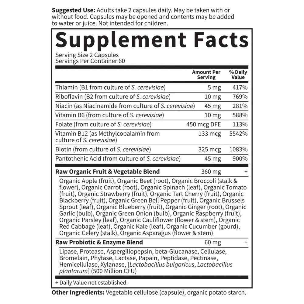 Garden of Life Vitamin B Complex, 120 Vegan Capsules, High Potency Vitamins for Energy & Metabolism with B6, Folate & B12 Garden of Life Au supplements