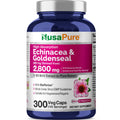 NusaPure Echinacea Goldenseal 200mg, (Extract 10:1, Equivalent to 2,000mg), 200mg, (Extract 4:1, Equivalent to 800mg) - 2800mg 300 Veggie Caps (Vegetarian, Non-GMO, Vegan) NusaPure Au supplements