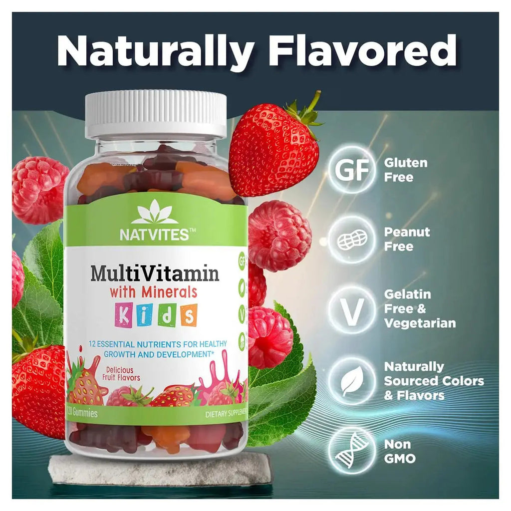 Natvites Complete Kids Multivitamin Gummies – 120 Count of Essential Daily Vitamins & Minerals for Immune Support, Focus, & Growth Natvites Au supplements
