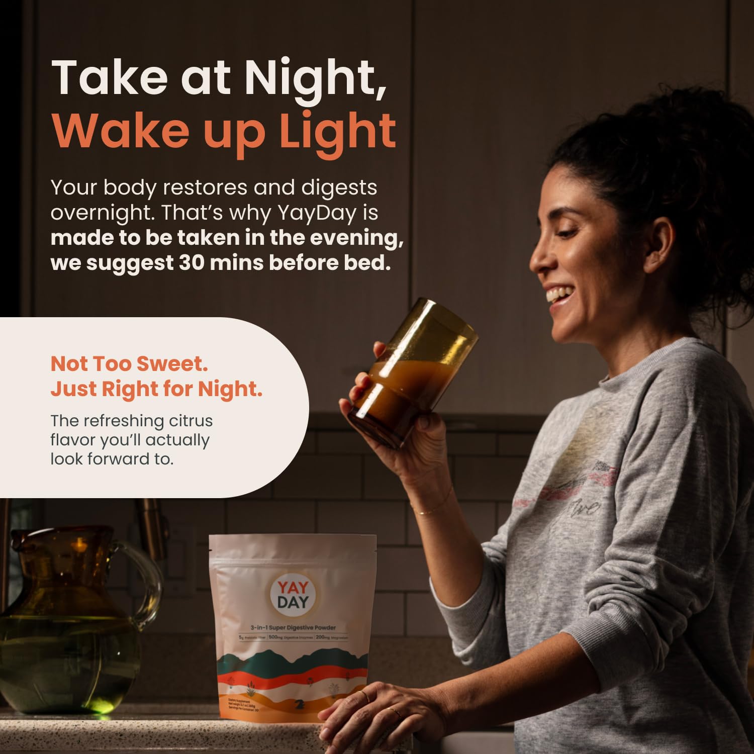 Nighttime Prebiotic Fiber Powder with Digestive Enzymes & Magnesium Glycinate for Sleep, On-The-Go Travel 7 Pack | Gut Health Supplement for Women & Men - Bloating Relief Soluble and Insoluble Fiber