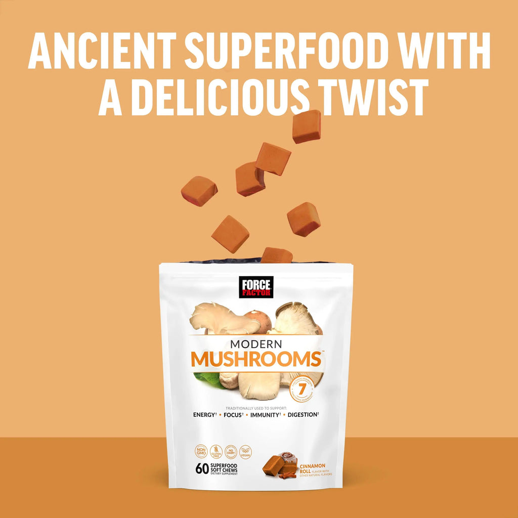 FORCE FACTOR Modern Mushrooms Soft Chews, Mushroom Supplement with Lions Mane Force Factor Au supplements