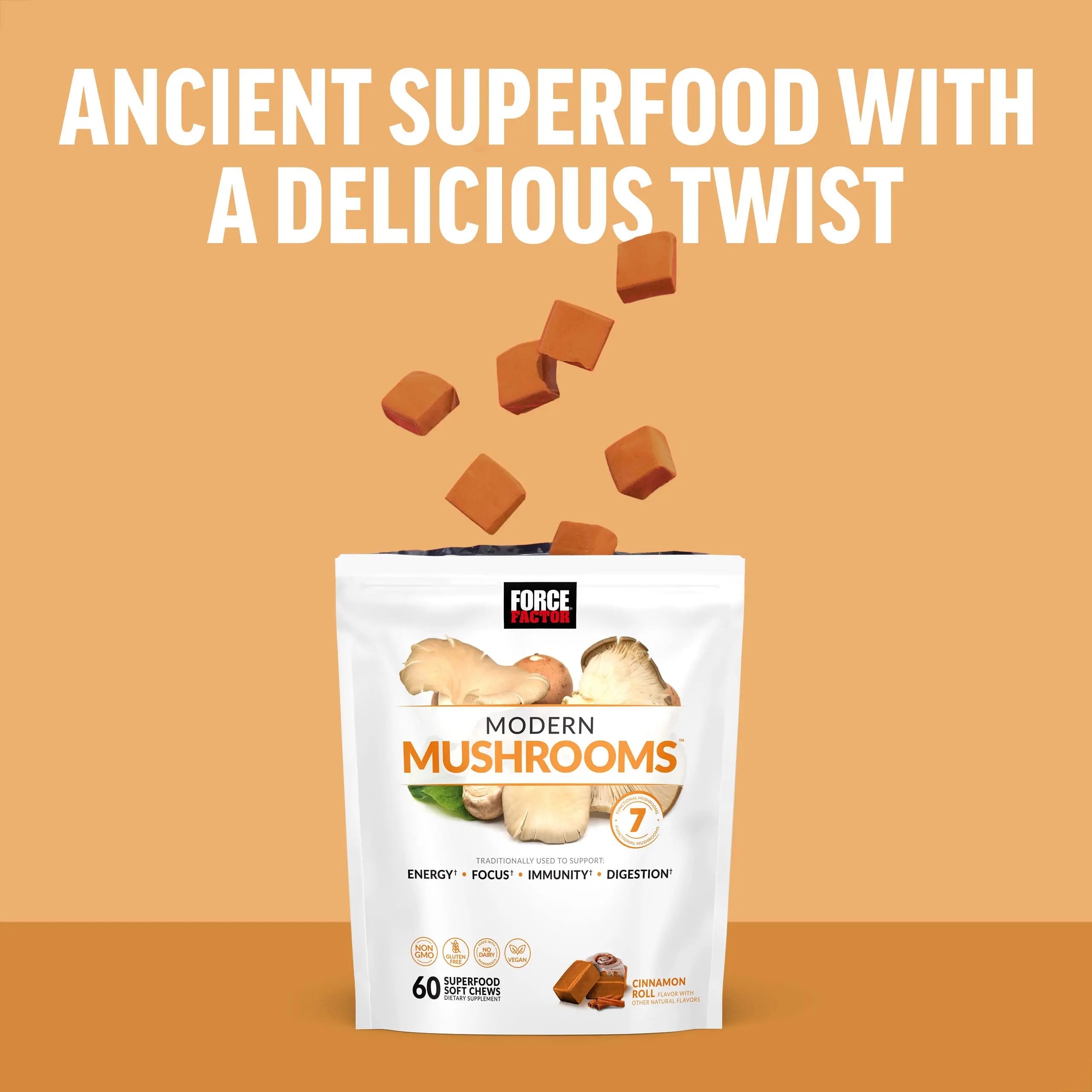 FORCE FACTOR Modern Mushrooms Soft Chews, Mushroom Supplement with Lions Mane Force Factor Au supplements