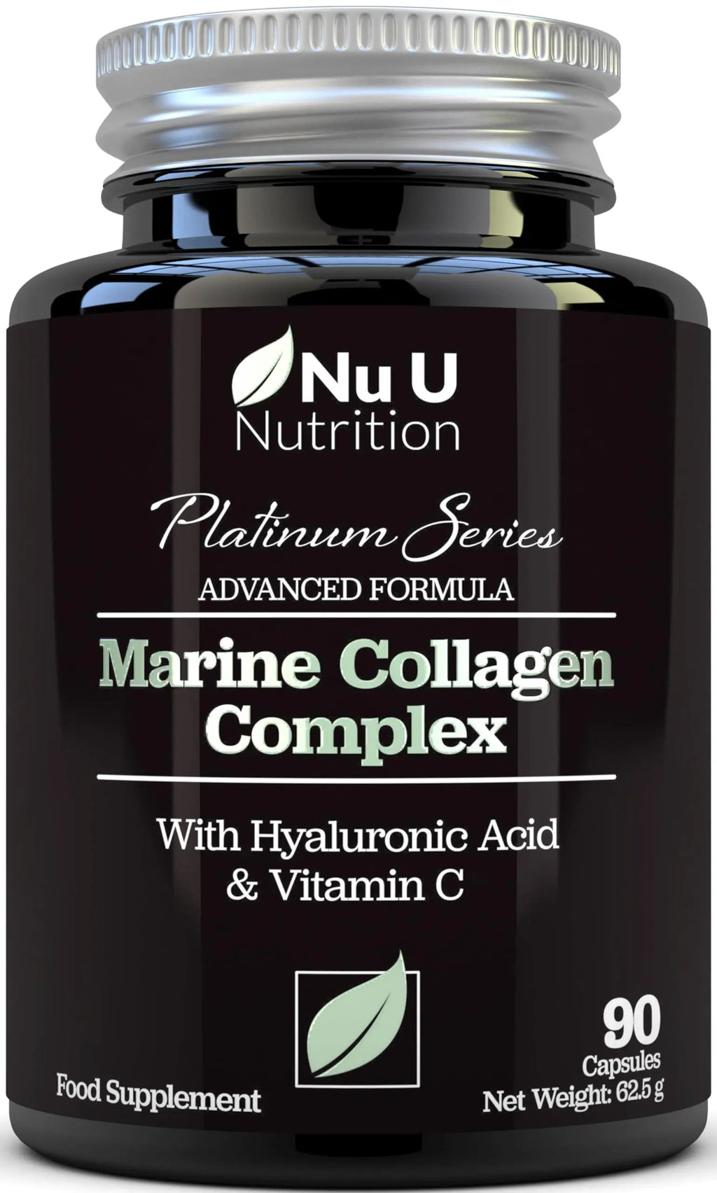 Marine Collagen with Hyaluronic Acid, Vitamin C - 90 Hydrolysed Capsules (not Tablets) - Premium High Strength Collagen Nu U Nutrition Au supplements