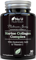 Marine Collagen with Hyaluronic Acid, Vitamin C - 90 Hydrolysed Capsules (not Tablets) - Premium High Strength Collagen Nu U Nutrition Au supplements