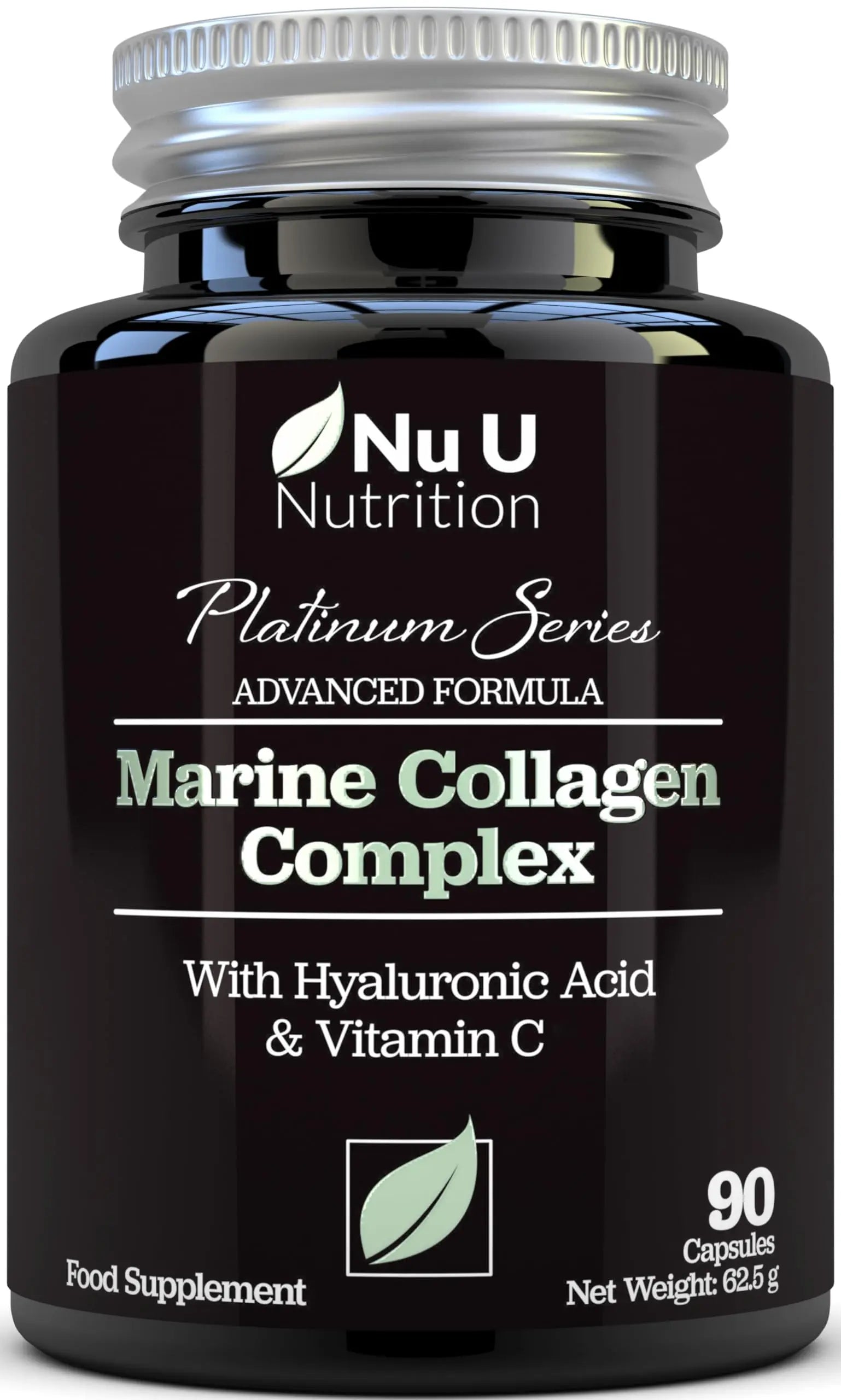 Marine Collagen with Hyaluronic Acid, Vitamin C - 90 Hydrolysed Capsules (not Tablets) - Premium High Strength Collagen Nu U Nutrition Au supplements