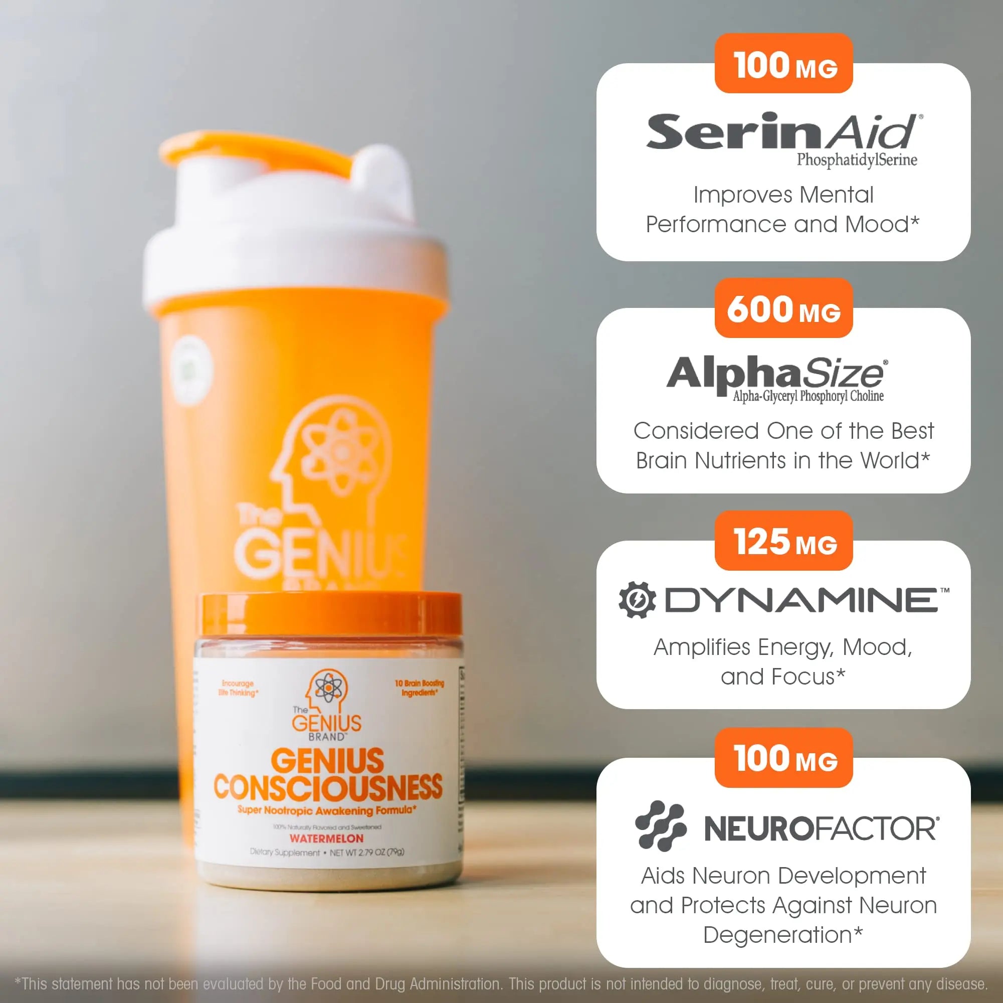 Genius Consciousness, Super Nootropic Brain Supplement Powder, Watermelon The Genius Brand Au supplements