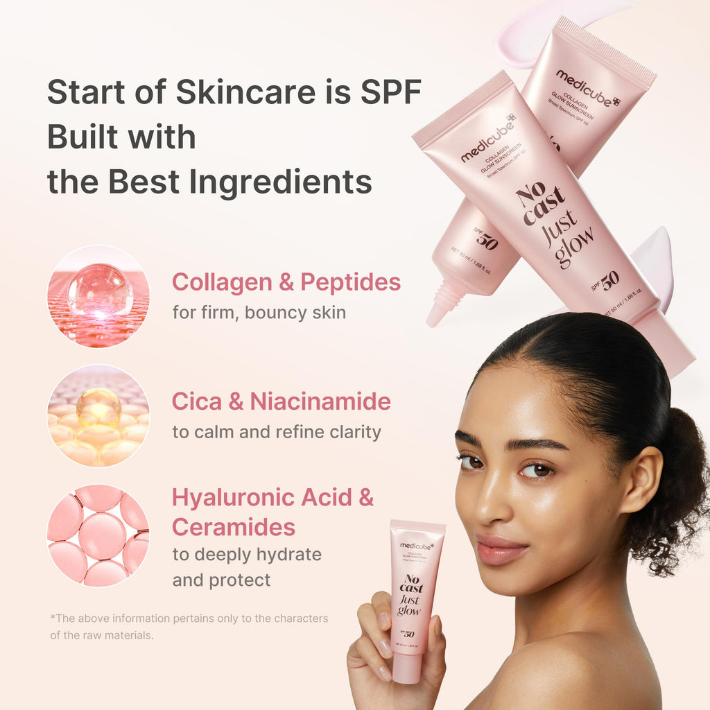 medicube No Cast Just Glow Collagen Sunscreen | SPF 50 Broad Spectrum Face Sunscreen
