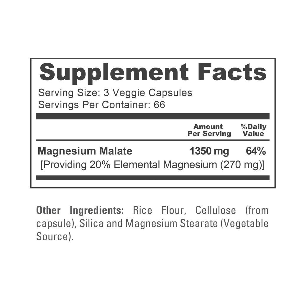 NusaPure Magnesium Malate 1350mg 200 Veggie Capsules (Vegan, Non-GMO, Vegan) NusaPure Au supplements
