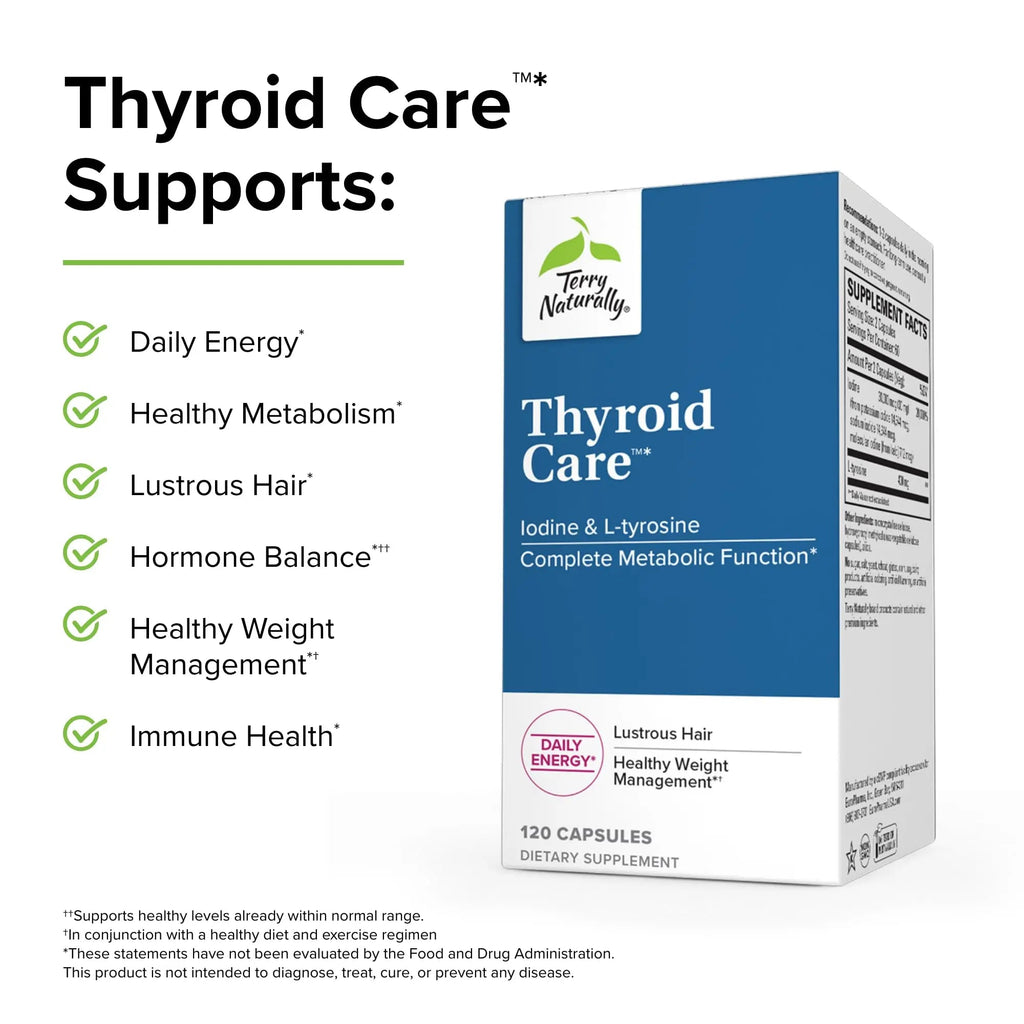 Terry Naturally Thyroid Care - 120 Capsules - Complete Metabolic Function - with Iodine Terry Naturally Au supplements