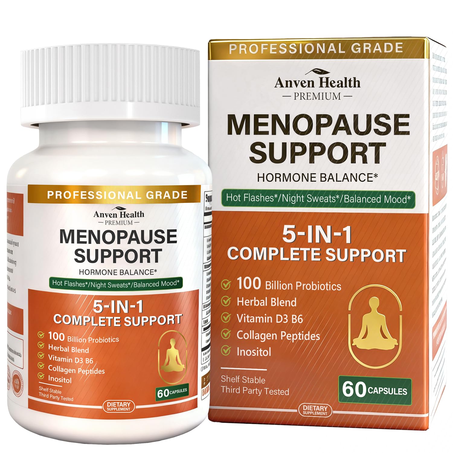 Anven Health Menopause Supplements for Women, Vitamin D3 & B6, Menopause Relief Probiotics Supports Hot Flashes, Night Sweats, Bloating & Gut Health with Black Cohosh, Herbs, Collagen | 60 Veggie Caps Anven Health Au supplements