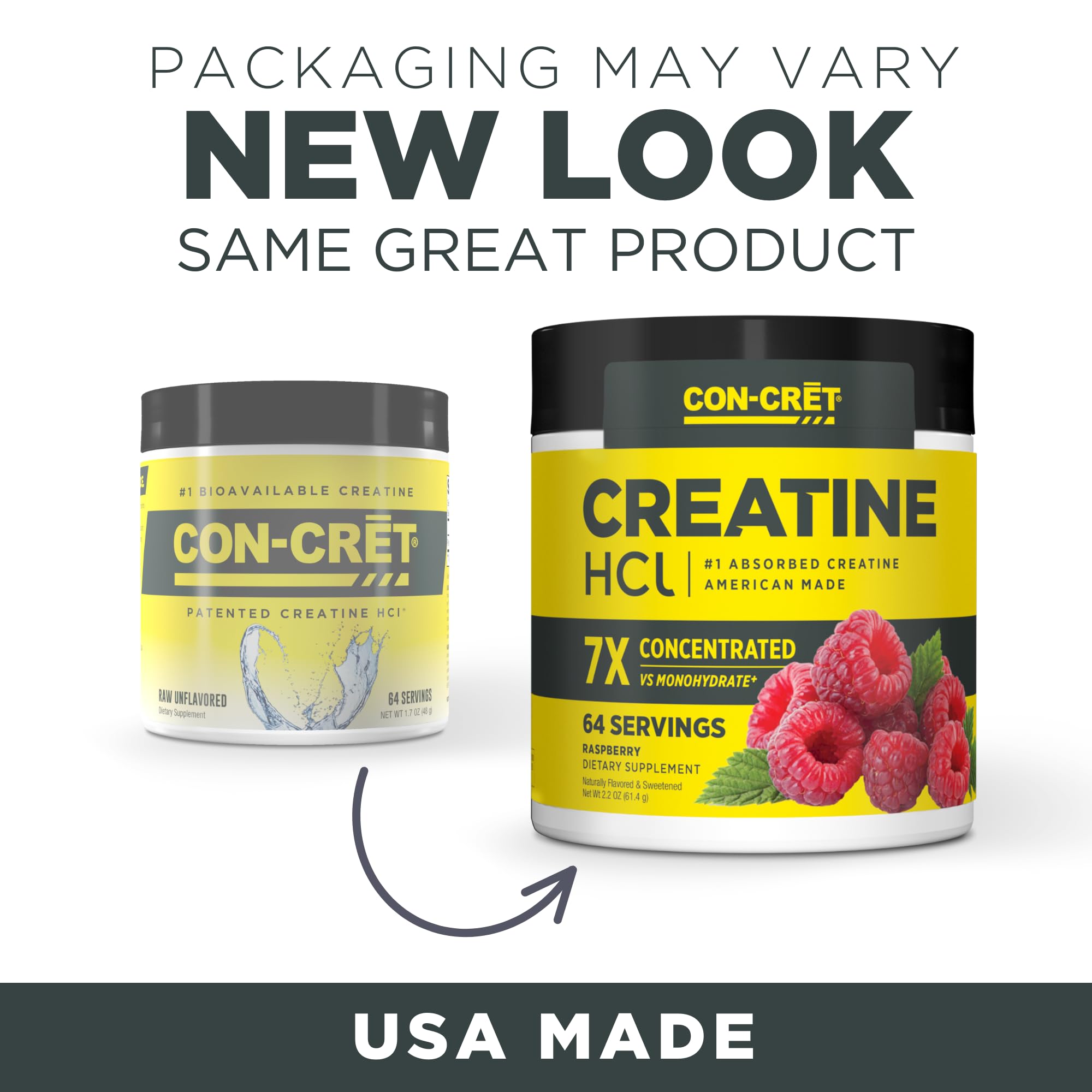 CON-CRET Creatine HCl Powder | Muscle, Cognitive, Cellular Energy Support | No Bloating or Cramps | USA Made & NSF Certified | Raspberry (64 Serving) CON-CRET Au supplements