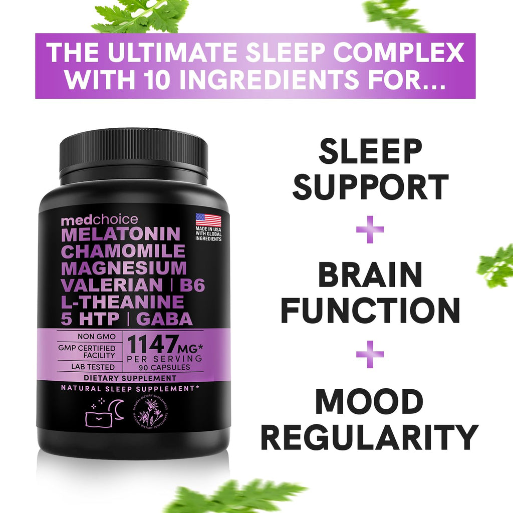 10-in-1 Melatonin Capsules - Melatonin 5mg Natural Sleep Aid for Adults MEDCHOICE Au supplements