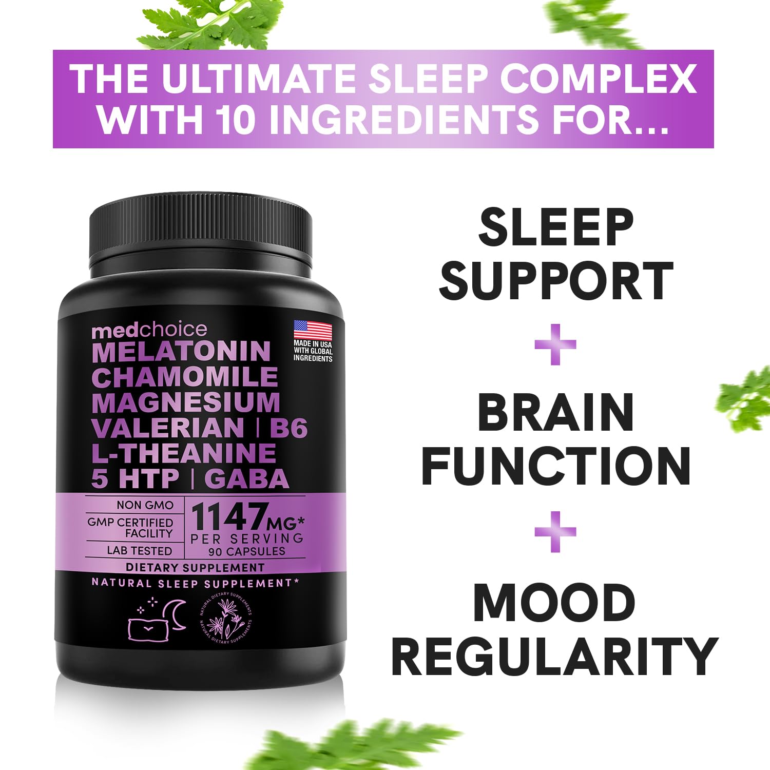 10-in-1 Melatonin Capsules - Melatonin 5mg Natural Sleep Aid for Adults MEDCHOICE Au supplements