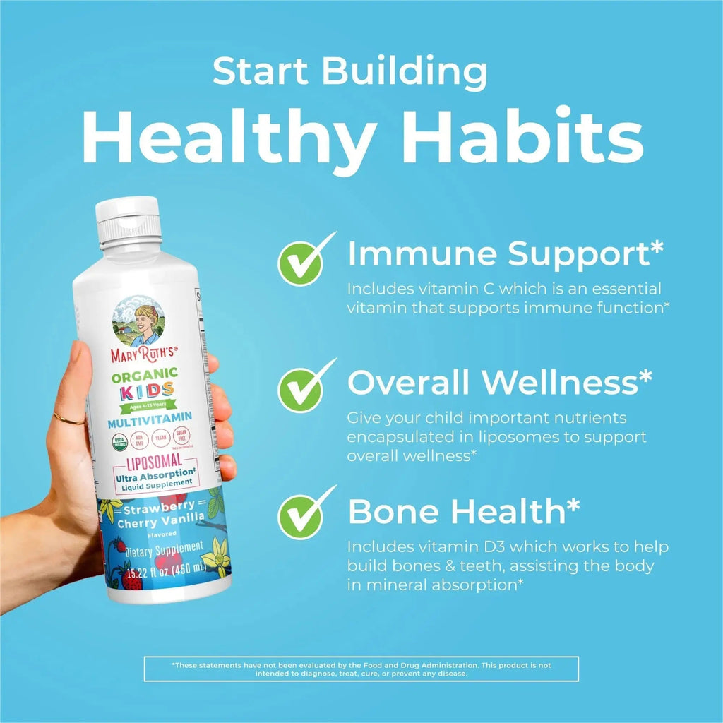 MaryRuth Organics Kids Multivitamin Liposomal (Strawberry Cherry & Vanilla) & Vitamin D3 Liposomal (Mixed Berry) Clean Label Project Verified MARYRUTH'S Au supplements