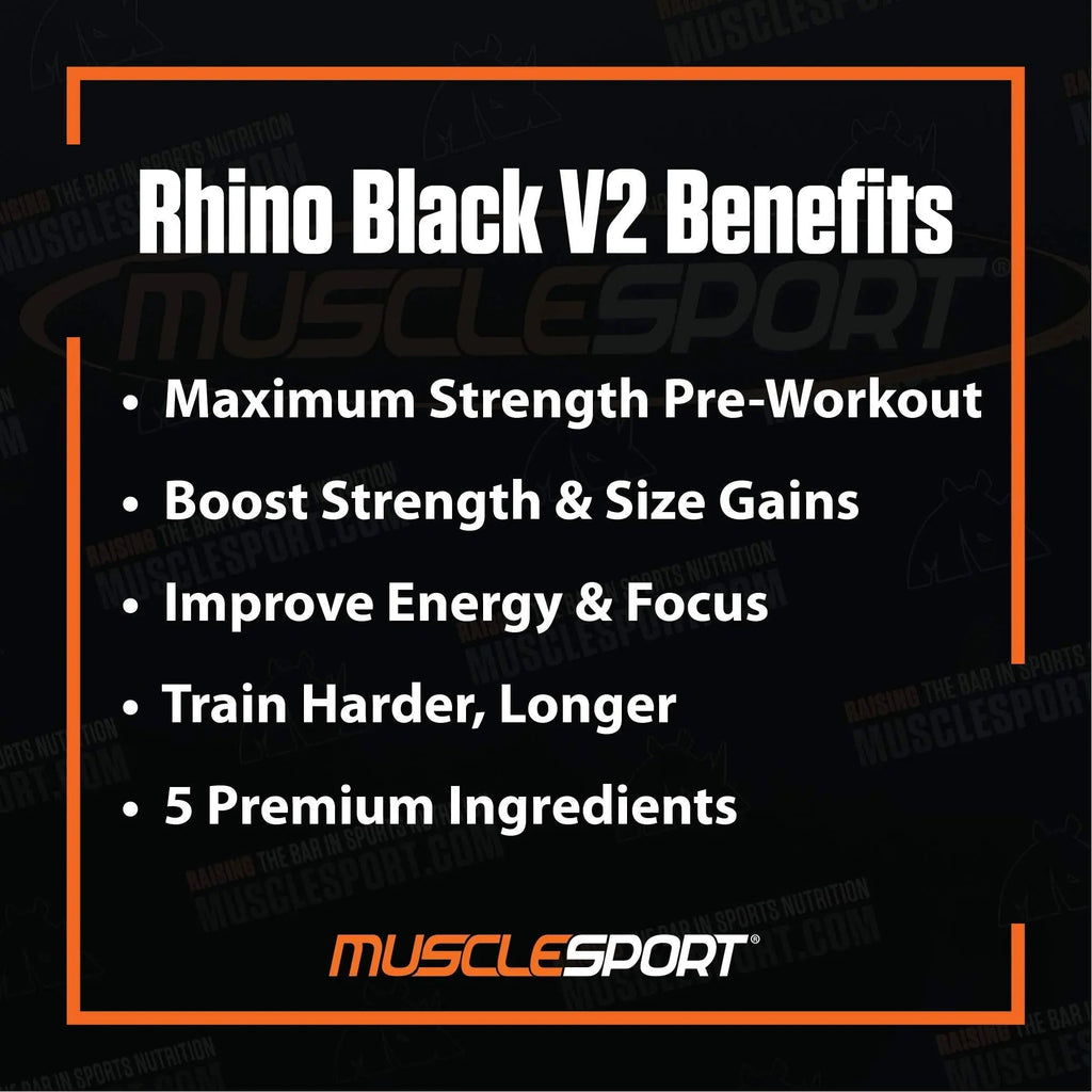 Rhino Black Pre Workout V2 - Preworkout Powder Supplement for Men & Women Musclesport Au supplements