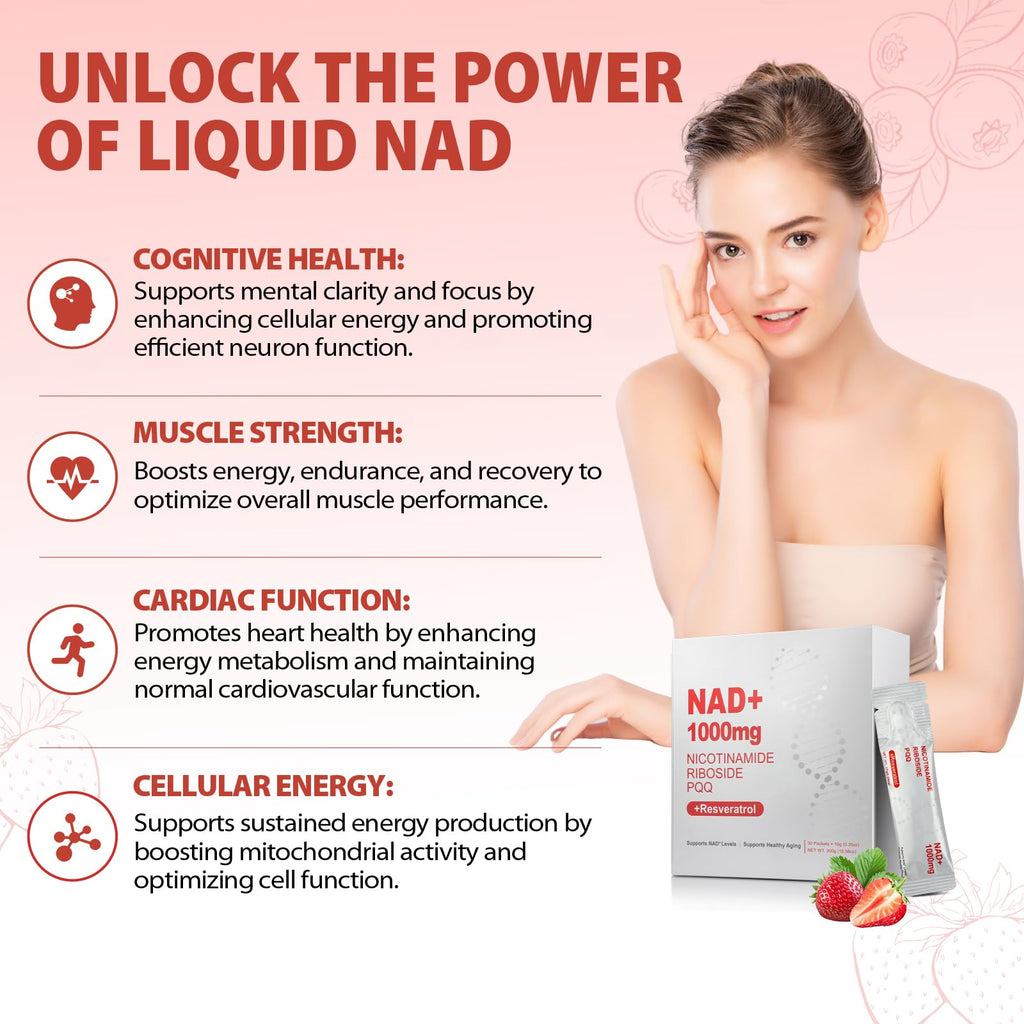 ZOROAHER 1000mg High-Potency NAD+ Liquid Supplement, Nicotinamide Riboside & Resveratrol with PQQ, Boosts Cellular Energy, Focus & Healthy Aging - 1 Pc ZOROAHER Au supplements