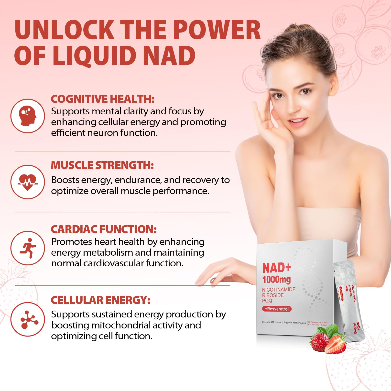 ZOROAHER 1000mg High-Potency NAD+ Liquid Supplement, Nicotinamide Riboside & Resveratrol with PQQ, Boosts Cellular Energy, Focus & Healthy Aging - 1 Pc ZOROAHER Au supplements