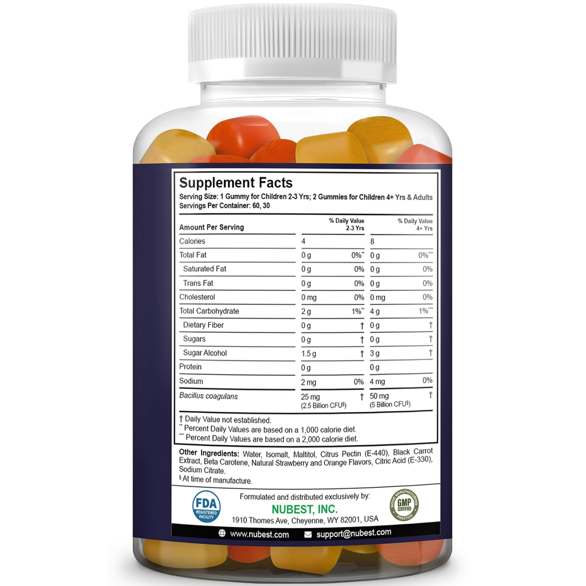 NuBest Daily Probiotic Gummies for Kids & Teens with 5 Billion CFUs | Supports Immune, Gut, and Digestive Health | No Added Sugar | Yummy Strawberry