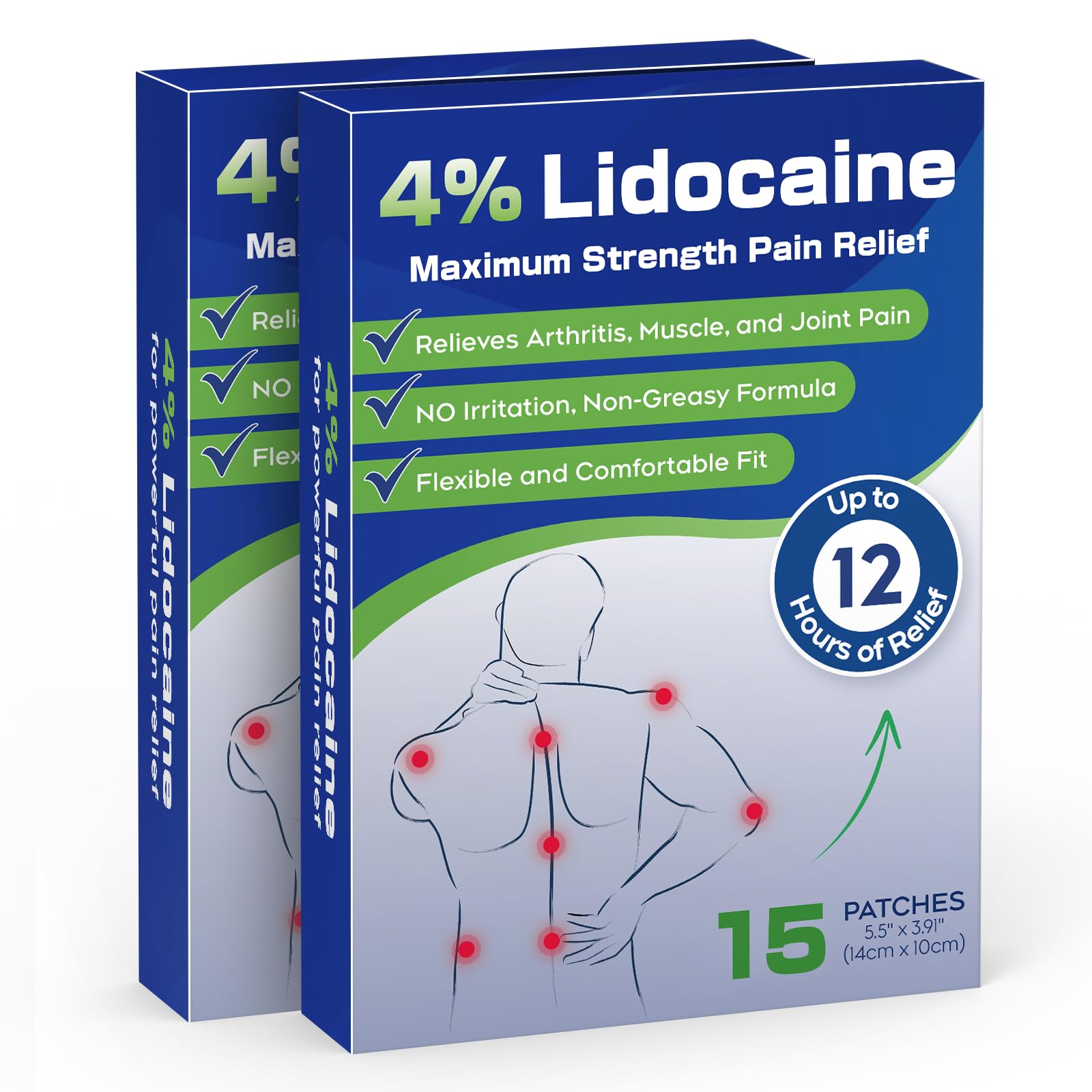Uposiut 4% Lidocaine Pain Relief Patches 30 Count – Maximum Strength, 12 Hour Long Lasting, Flexible & Low Odor, for Back, Neck, Knee & Shoulder - 002AB Uposiut Au supplements