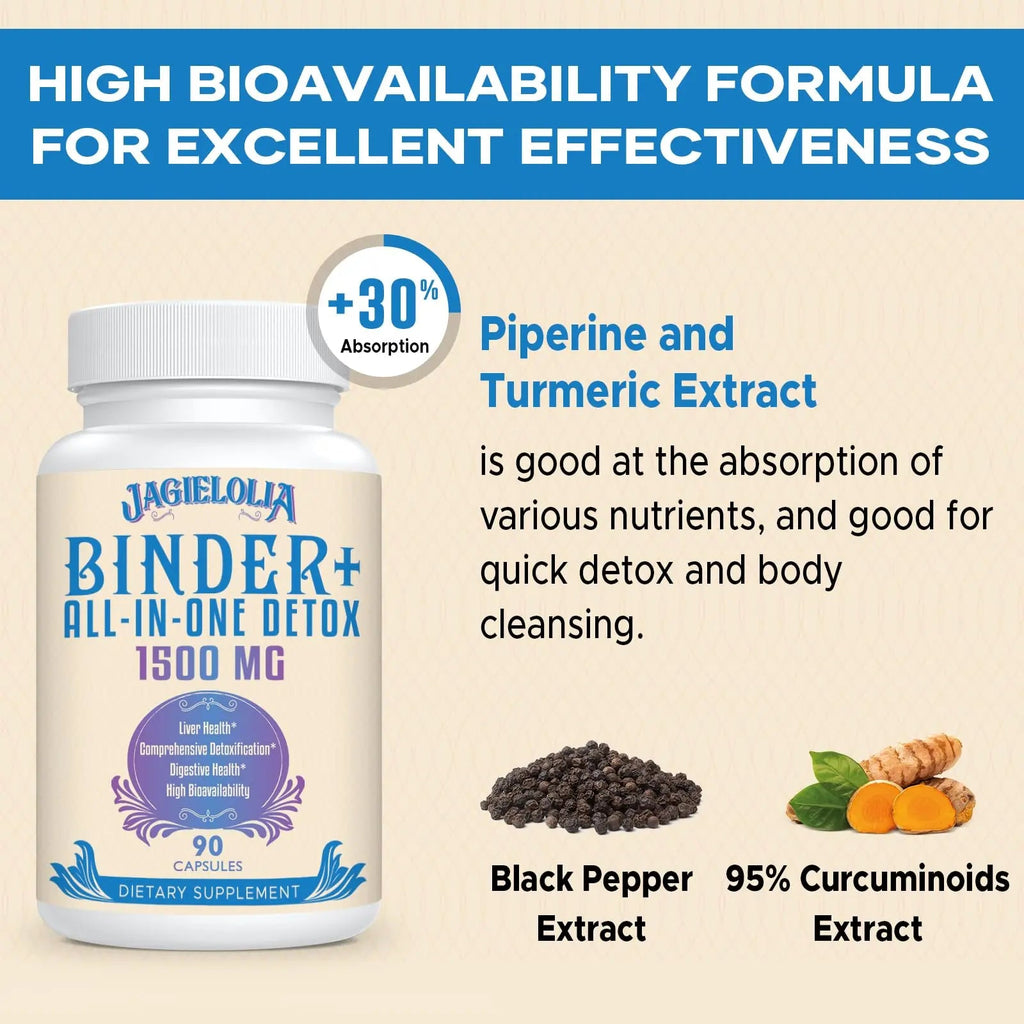 All-In-One Detox Binder Supplement 1500 MG - High Bioavailability, Liver Gut Detox Cleanse Jagielolia Au supplements