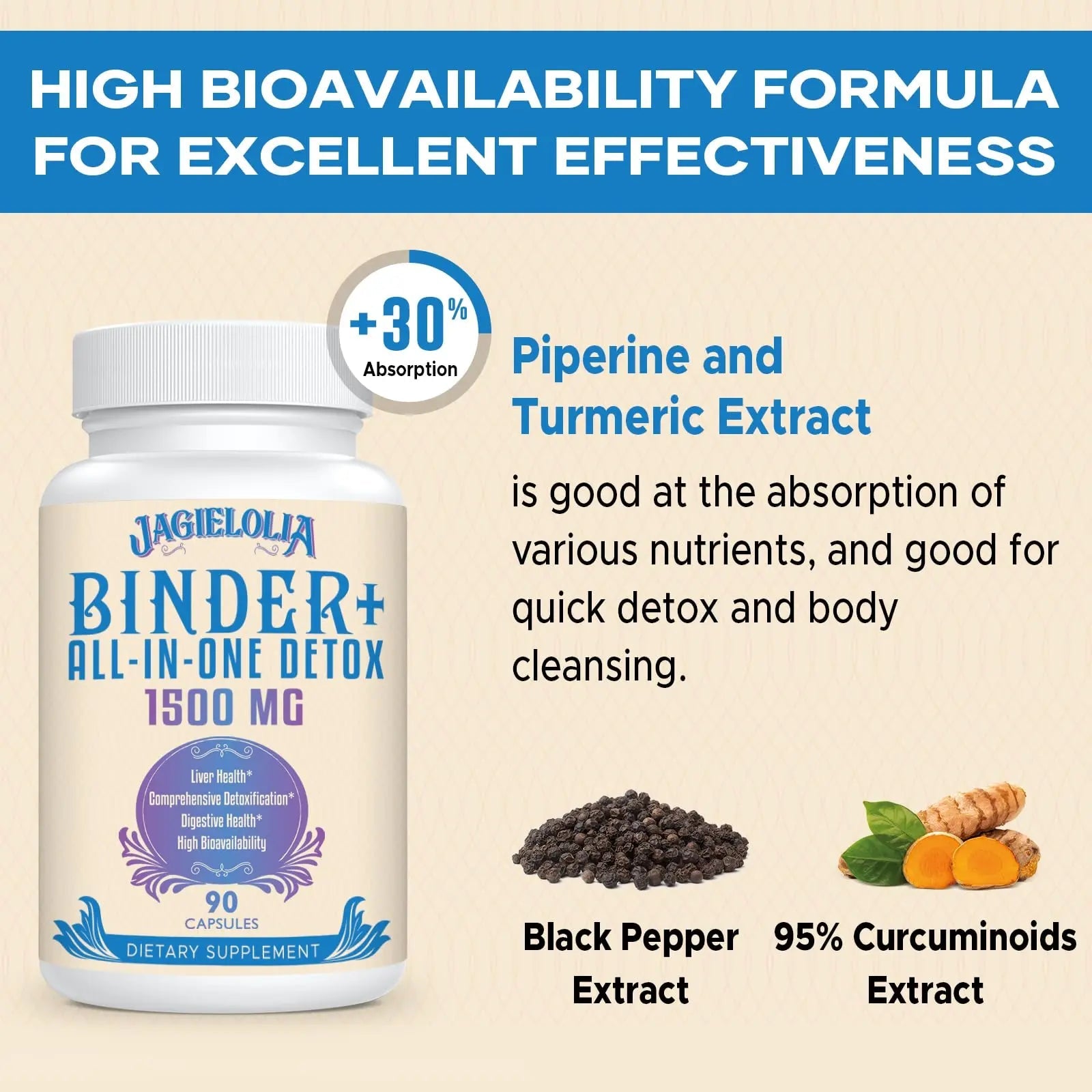All-In-One Detox Binder Supplement 1500 MG - High Bioavailability, Liver Gut Detox Cleanse Jagielolia Au supplements