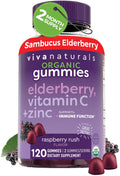 Viva Naturals Sambucus Elderberry Gummies for Adults - 150mg Black Elderberry Vitamin C and Zinc, 3-in-1 Daily Immune Support Gummies, Raspberry Rush Flavor