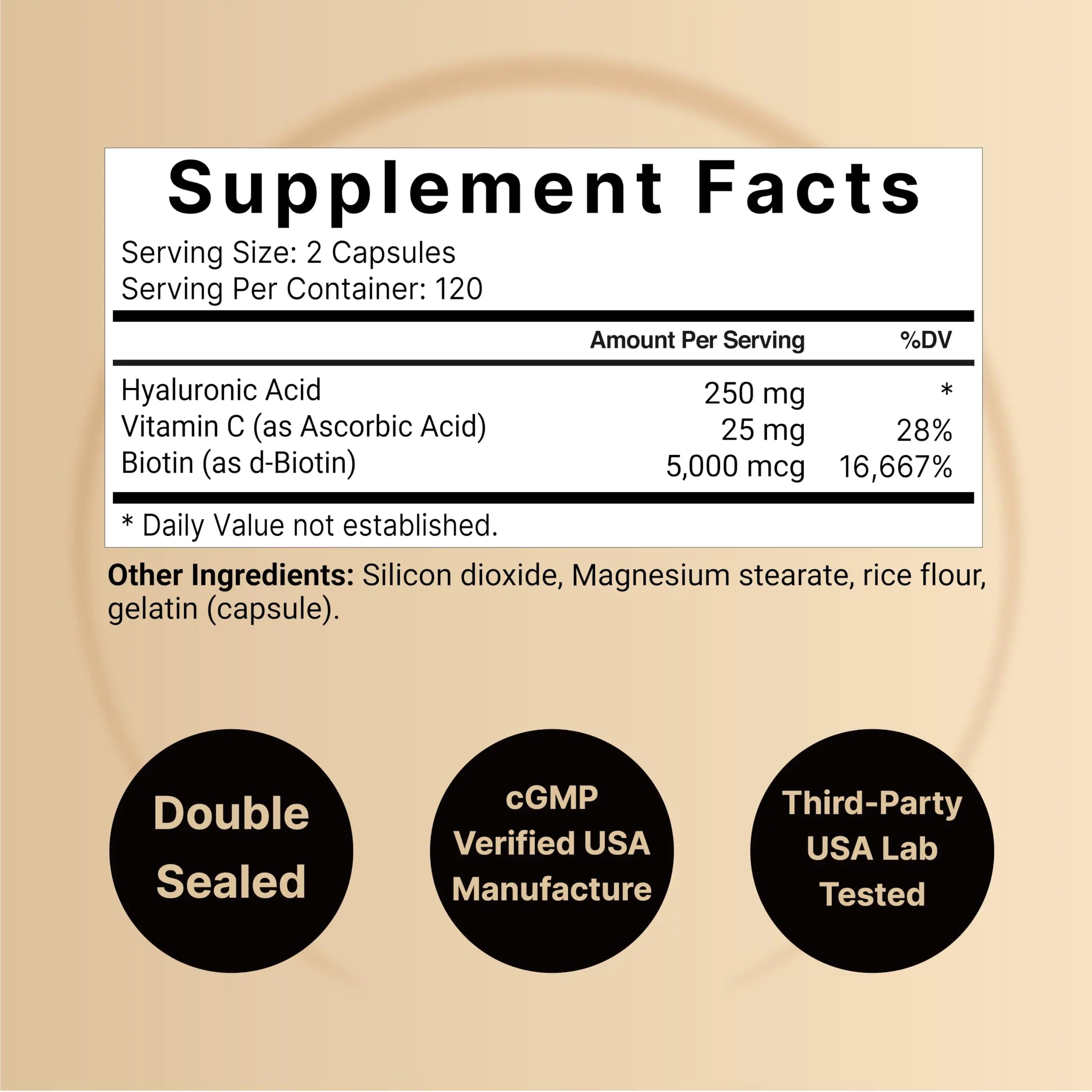 NatureBell Hyaluronic Acid Supplements 250mg | 240 Capsules, with Biotin 5000mcg NatureBell Au supplements