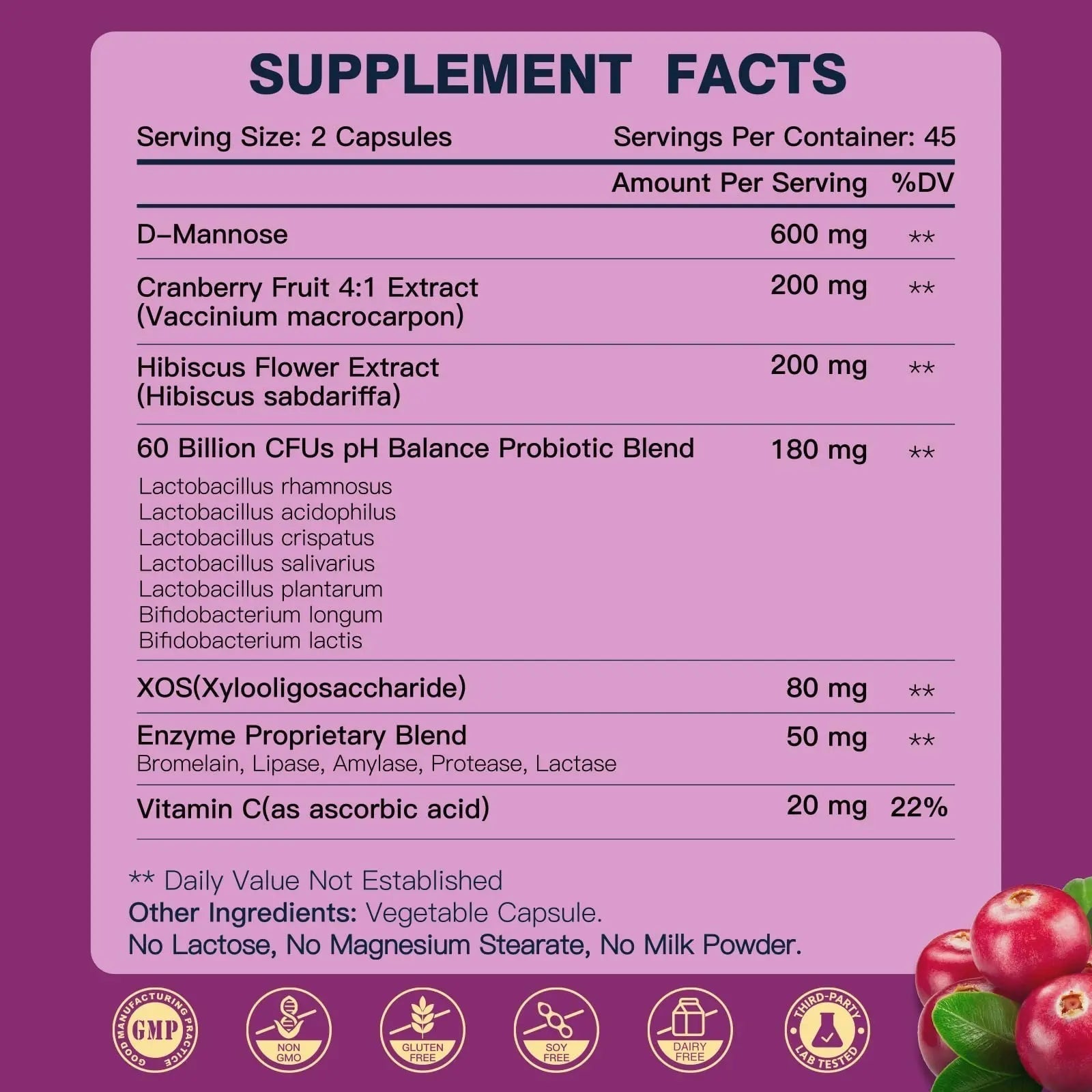 DRFOSTER Urinary Tract Health for Women, Vaginal Probiotics for Women pH Balance with D-Mannose, Cranberry, Probiotics and Prebiotics for Digestive Helath 90 Veggie Capsules DRFOSTER Au supplements