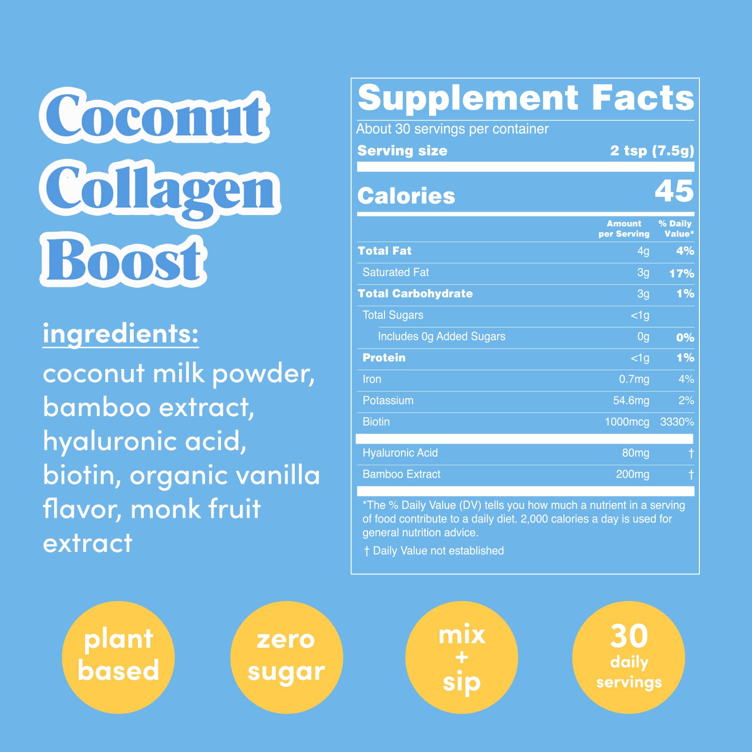 GOLDE - Collagen Boost Vegan Creamer - Vanilla Cream - Plant Based Collagen Supplement w/Hyaluronic Acid, Biotin, & Bamboo Extract - Supports Hair, Skin, & Nail Health - 30 Servings GOLDE Au supplements