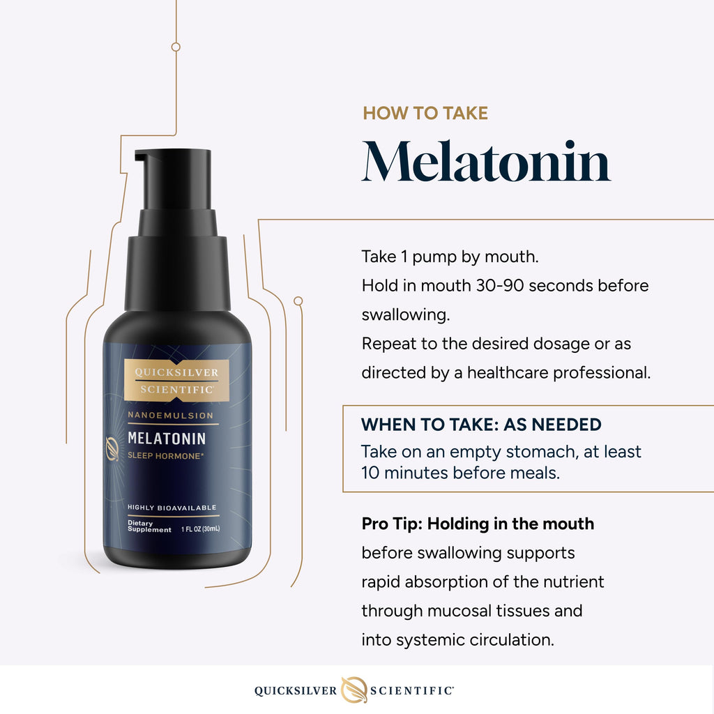 Quicksilver Scientific Liposomal Melatonin - Bedtime, Jet Lag & Immune Support Liquid for Adults - Efficient, Superior Absorption 1mg to Minimize Morning Drowsiness (30 ml) Quicksilver Scientific Au supplements