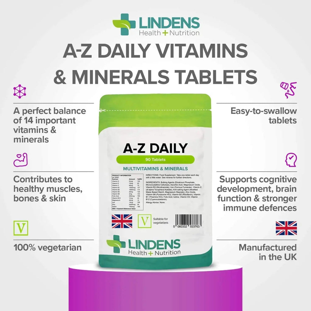 Multivitamin A-Z Daily Tablets 90 Tablets by Lindens Lindens Au supplements