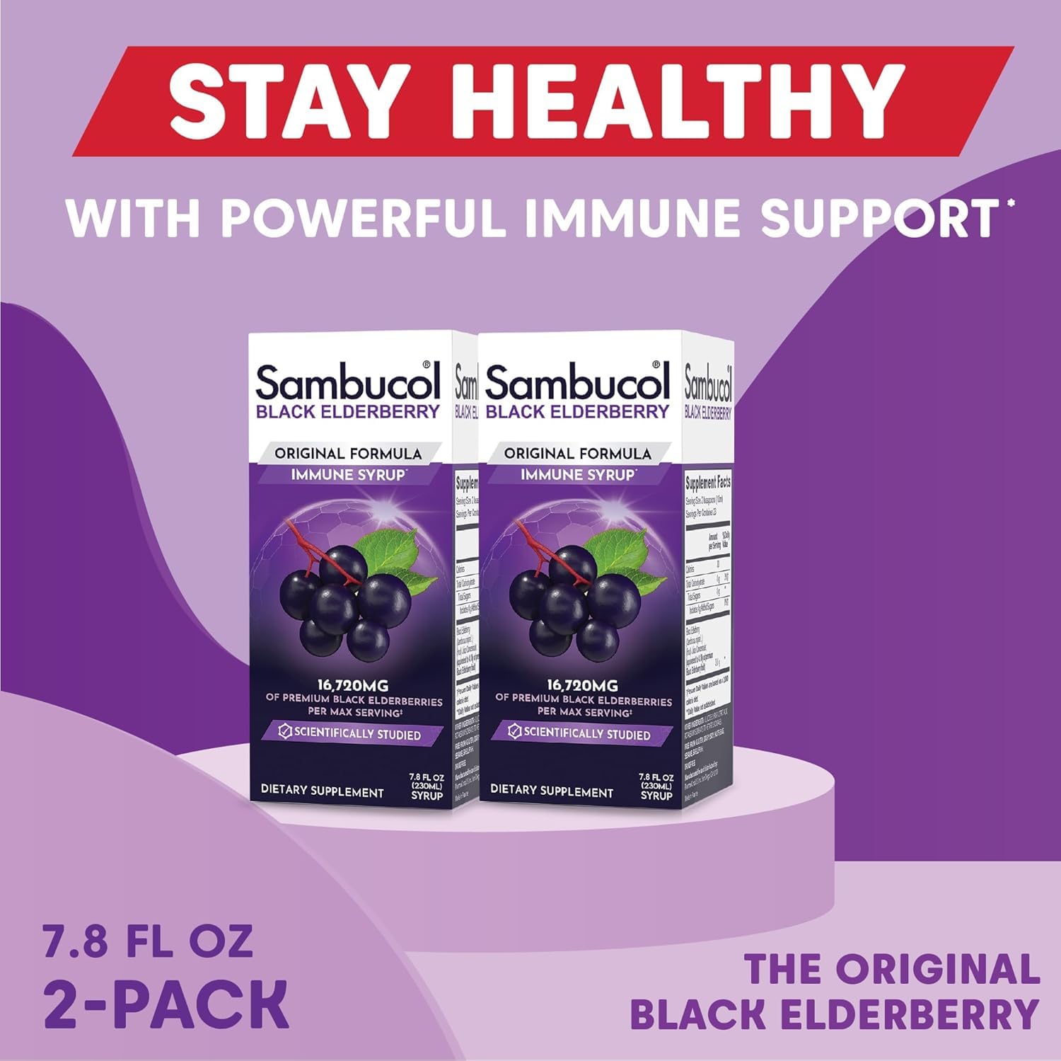 Sambucol Black Elderberry Syrup - Black Elderberry Liquid, Immune Support for Kids and Adults, High Antioxidants, Gluten Free