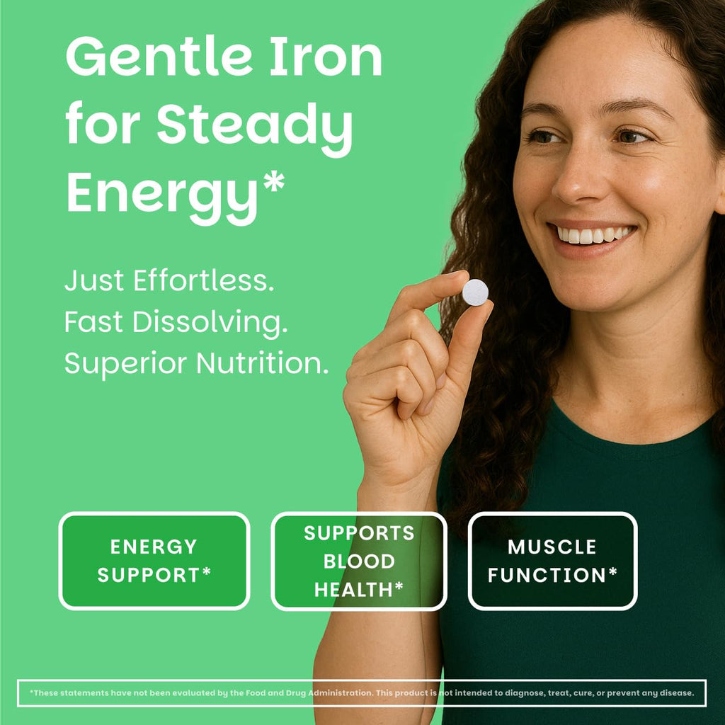 EZ Melts Iron - Supplement for Daily Energy & Iron Support - with Vitamin C - No Artificial Flavors - Non-GMO & Vegan - Zesty Orange
