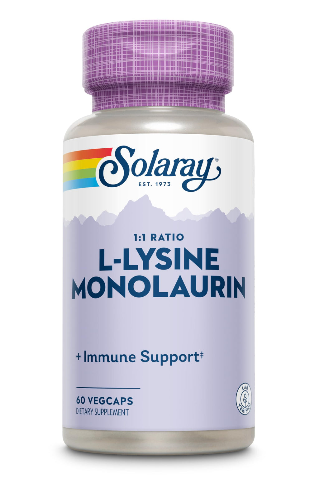SOLARAY L-Lysine Monolaurin Immune Support Supplement, 1:1 Ratio for Immune System Function, 500 mg Each, 60-Day Money Back Guarantee