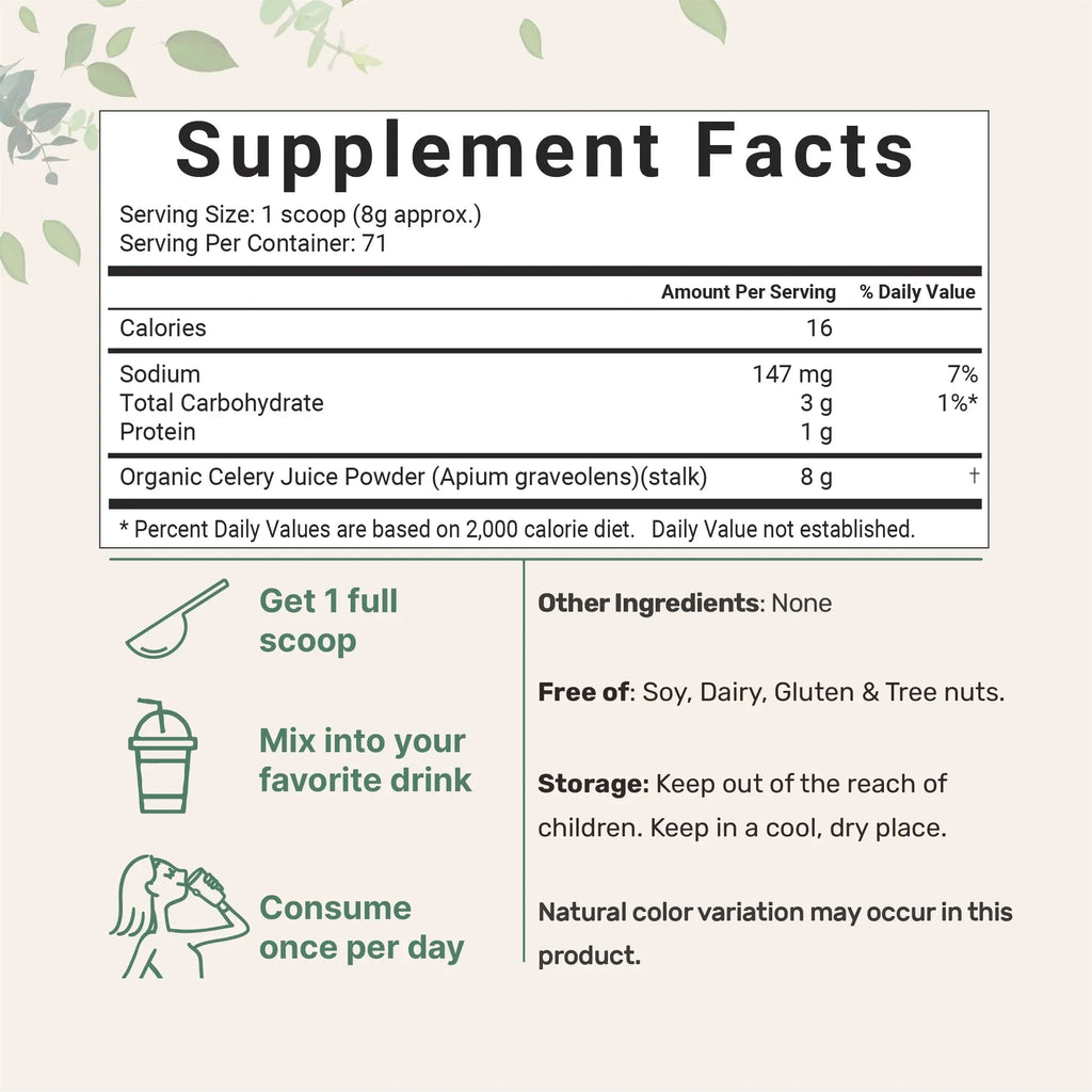 Organic Celery Juice Powder, 20 Ounce (1.25 Pound), 71 Serving, Celery Detox and Cold Micro Ingredients Au supplements