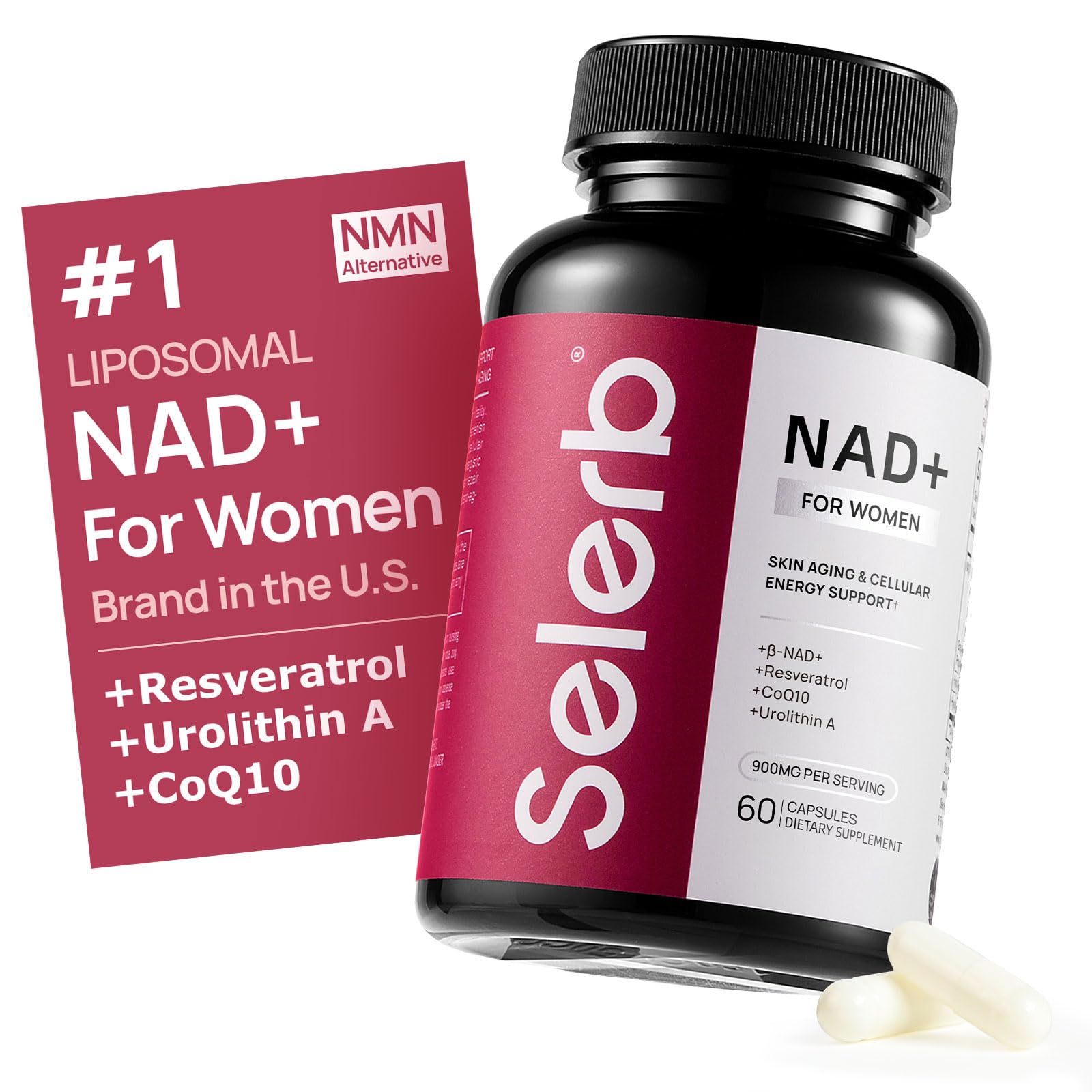 NAD+ Supplement for Women - NMN Alternative with β-NAD+, Trans-Resveratrol, CoQ10, D-Ribose - Promotes Cellular Renewal, Energy, and Radiant Skin Health - 60 Capsules Advanced Selerb Au supplements