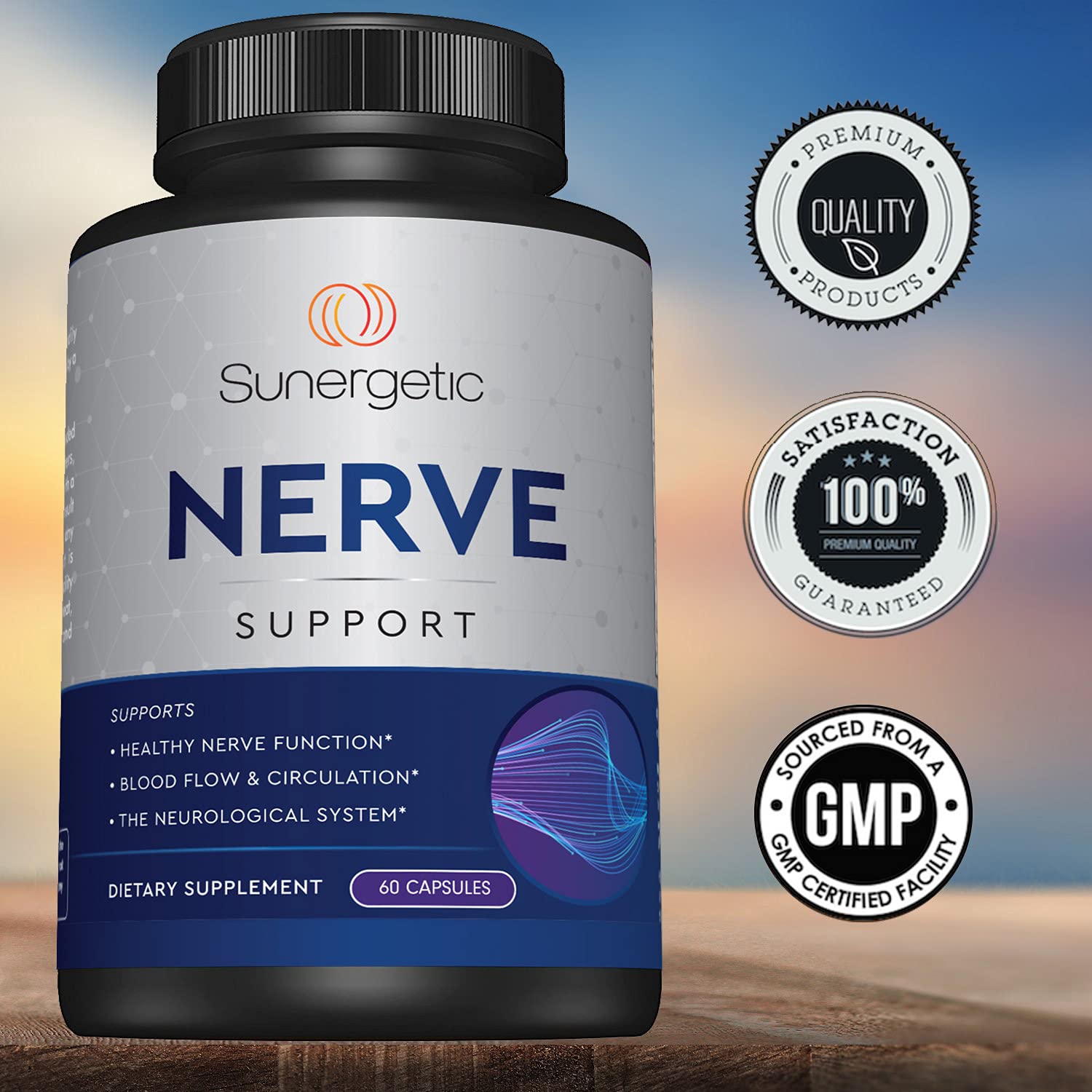 Premium Nerve Support Supplement – with Alpha Lipoic Acid (ALA) 600 mg, Acetyl-L-Carnitine (ALC) & Benfotiamine - Nerve Support Formula for Healthy Circulation, Feet, Hands & Toes - 60 Capsules