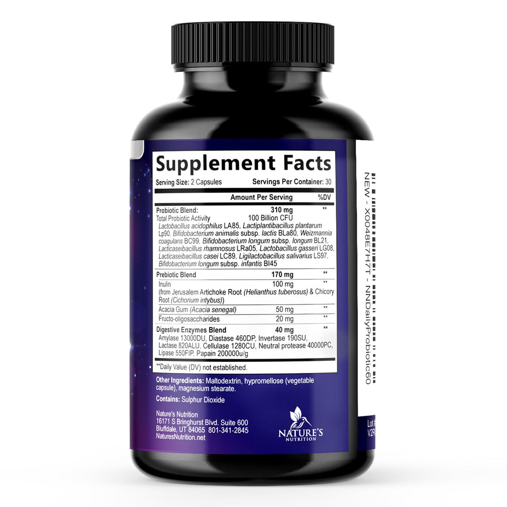 Probiotics 100 Billion CFU Per Serving - 10 Probiotic Strains & Prebiotics - Digestive Gut Health, Immune Support & Occasional Constipation, Gas & Bloating - Daily Supplement For Adults - 60 Capsules Nature's Nutrition Au supplements