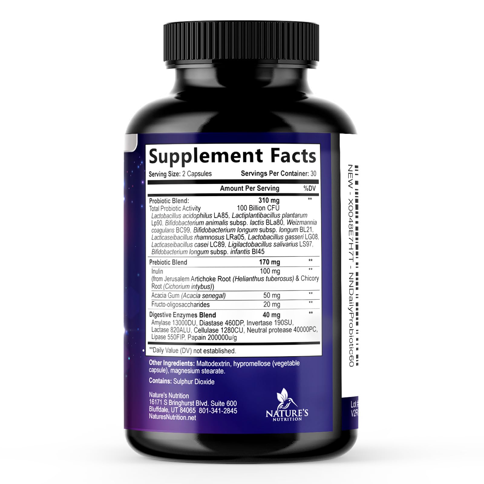 Probiotics 100 Billion CFU Per Serving - 10 Probiotic Strains & Prebiotics - Digestive Gut Health, Immune Support & Occasional Constipation, Gas & Bloating - Daily Supplement For Adults - 60 Capsules Nature's Nutrition Au supplements
