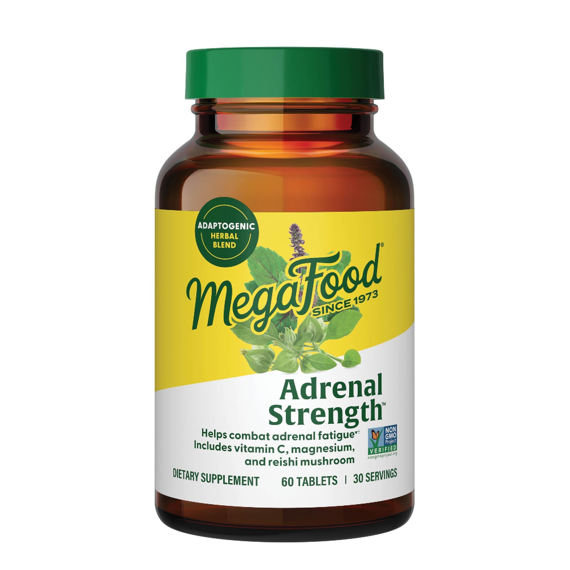 MegaFood Adrenal Strength - Adrenal Support Supplements with Ashwagandha and Magnesium Glycinate, Vitamin C, Holy Basil, Astragalus, Reduces Cortisol Levels - Vegetarian - 60 Tablets (30 Servings) MegaFood Au supplements
