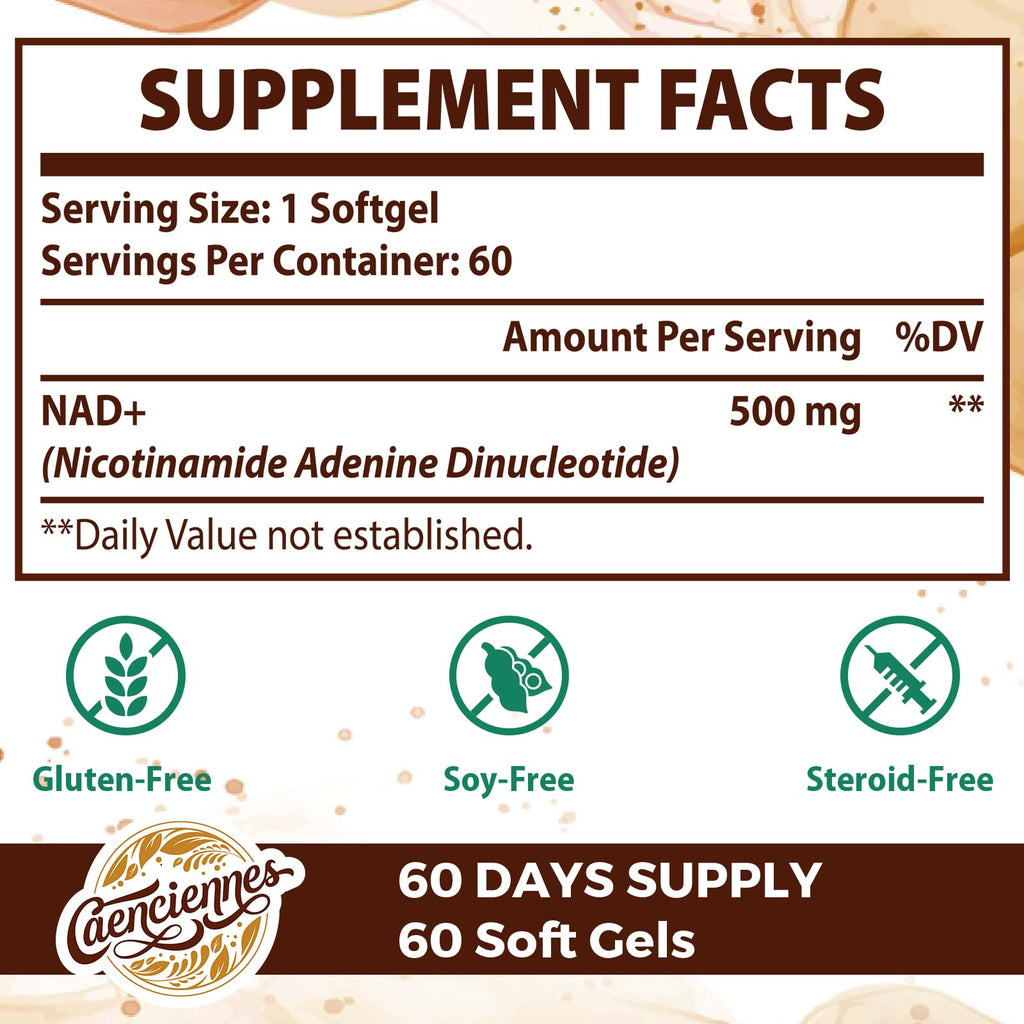 Liposomal NAD+ 500 MG Supplement, True NAD Plus Supplement, Superior Absorption, Boost NAD+ More Efficient Than Nicotinamide Riboside for Cellular Energy, Healthy Aging, 120 Serving Caenciennes Au supplements