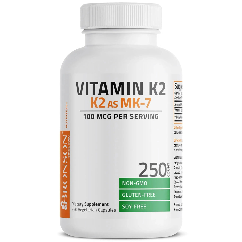 Bronson Vitamin K2 as MK-7 Menaquinone 100 mcg Non-GMO, 250 Capsules Bronson Au supplements