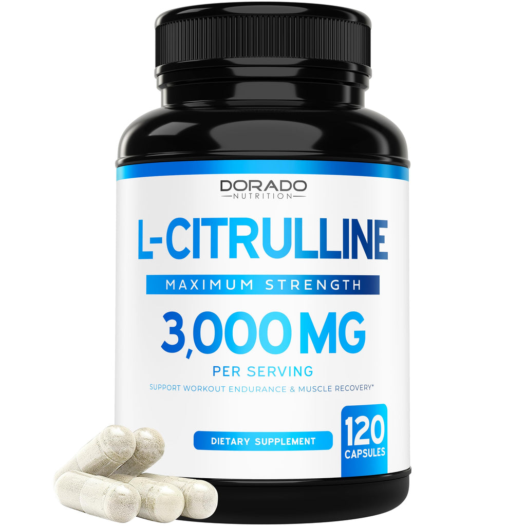 L Citrulline 3000mg Supplement (120 Capsules) Support L Arginine & Nitric Oxide Pills - L-Citrulline For Men & Women - Muscle Recovery & Pump Supplement - 3rd Party Tested